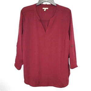 MAURICES Burgundy 3/4 Sleeve V-Neck Women's Top Size 1X